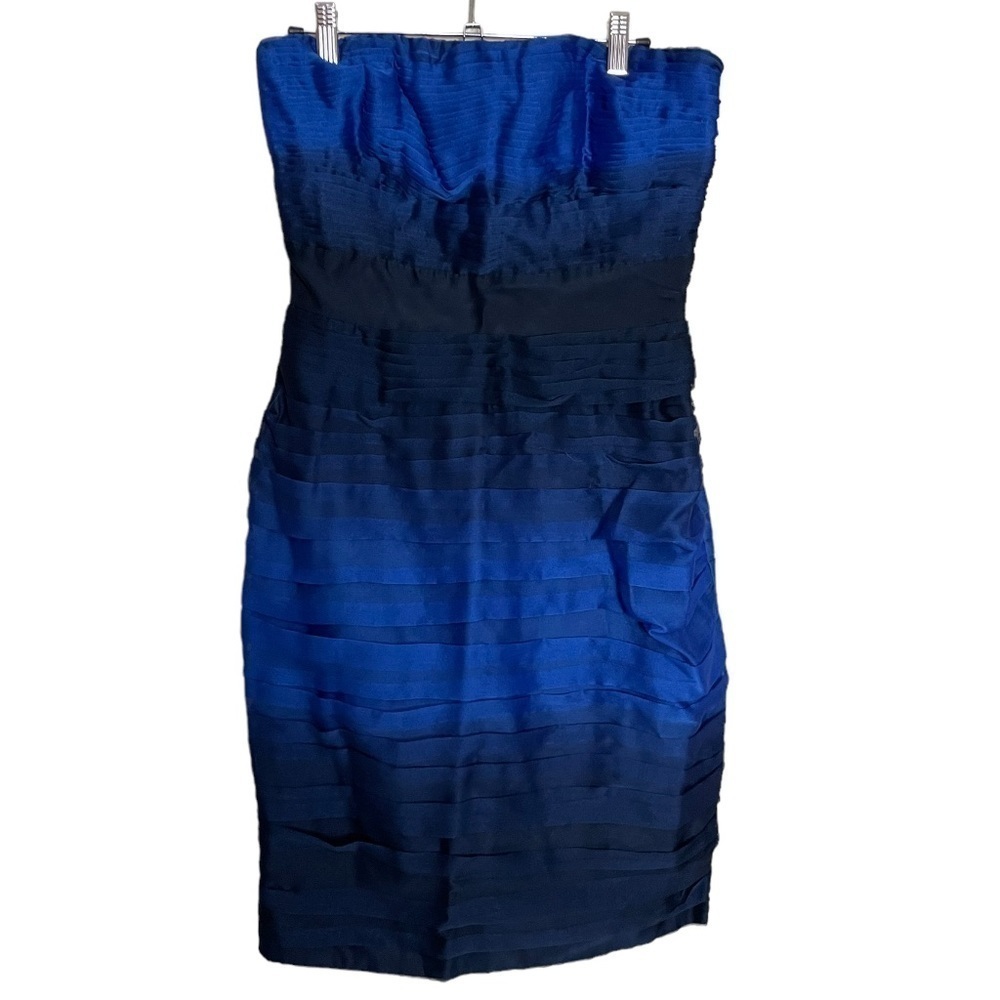 Monique Lhuillier Blue Ombre Strapless Bridesmaid Dress 6